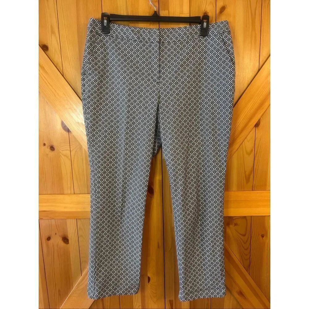 Dana Buchman Women’s Straight Dress Pants Black White Geometric Size 16 (5925)